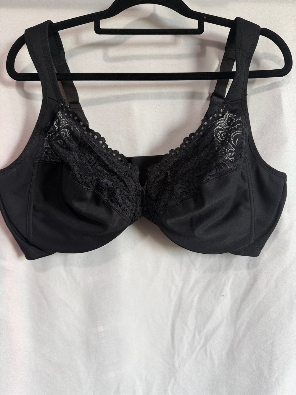 Glamorise Black Lace Full Coverage Underwire Bra